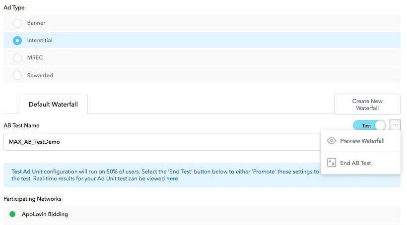 Preview Waterfall, End AB Test