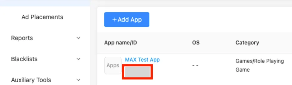 App name/ID, OS, Category