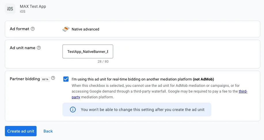 Ad format: Native advanced
