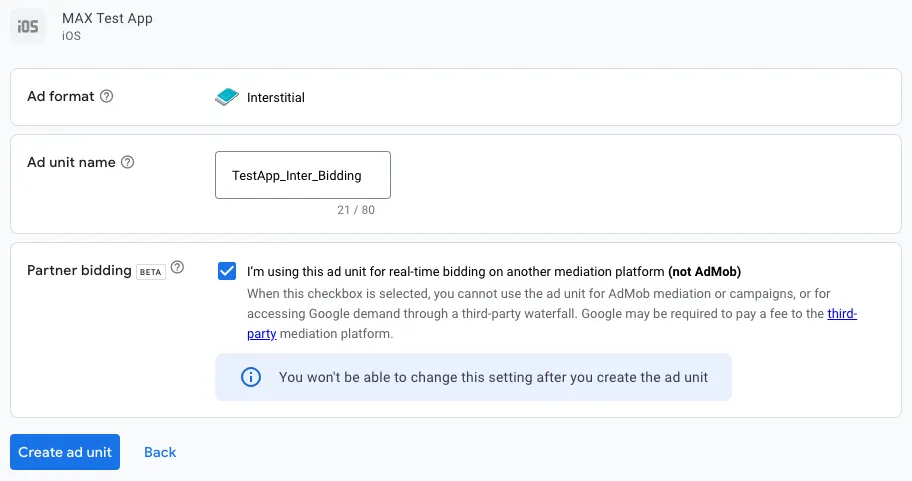 Ad format: Interstitial